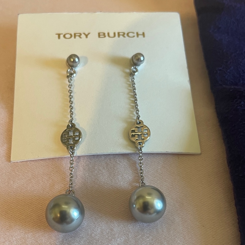 Tory Burch Silver Chain Drop Earrings